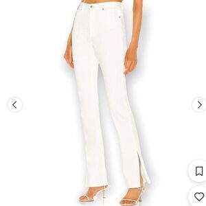 Something Navy Nina White Denim Pants with Slit
